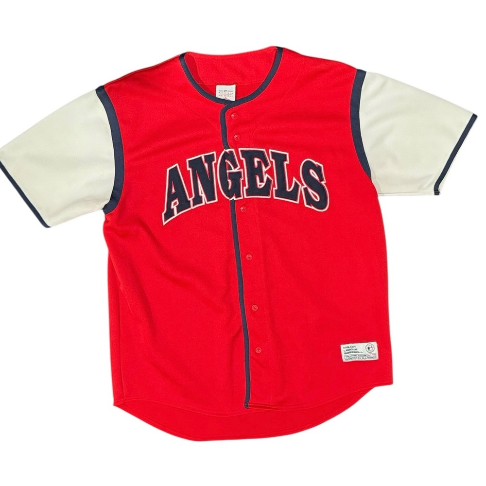 MLB Anaheim Angels True Fan Series Jersey Men’s L Red Button Front